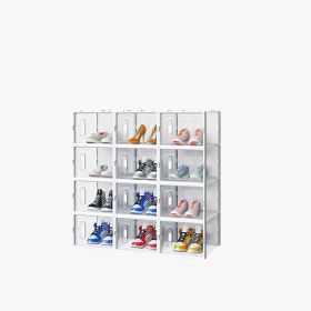 White Large 12PCS 36x28x21cm Shoebox, Plastic Mesh, Free Combination