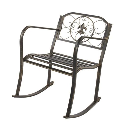 Flat Tube Bronze Painted Single Rocking Chair