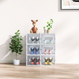 White Large 6PCS 36x28x21cm Shoebox, Plastic, Grid, Free Combination