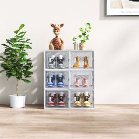 White Medium 6PCS 35x25x19cm Shoebox, Plastic, Grid, Free Combination