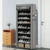 1PC 10 layer shoe cabinet with dust cover, non-woven space-saving shoe rack with large capacity, easy to assemble, portable shoe cabinet, suitable for