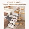 3-in-1 dressing table with flip mirror and light, small dressing table set with visible glass tabletop, 3 drawers, storage bench, 3-color lighting mir