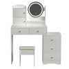 Fashion Vanity Desk with Mirror and Lights for Makeup and Cushioned Chair, Vanity Mirror with Lights and Table Set with 3 Color Lighting Brightness Ad
