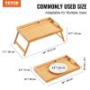 VEVOR Bed Tray Table with Foldable Legs & Media Slot, Bamboo Breakfast Tray for Sofa, Bed, Eating, Snacking, and Working, Serving Laptop Desk Tray TV