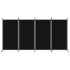 4-Panel Room Divider Black 136.2"x70.9" Fabric