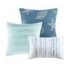 6 Piece Printed Quilt Set with Throw Pillows Aqua King/Cal King