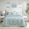 4 Piece Cotton Reversible Embroidered Quilt Set with Throw Pillow