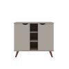 Manhattan Comfort Hampton 39.37 Buffet Stand Cabinet with 7 Shelves and Solid Wood Legs in Off White