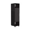 Cluster 63" Tall Wardrove One-Door Cabinet with Mirror, Three Shelves, Casters and Hanging Rod, Armoire, Bedroom Clothes Storage, Cabinet Organizer Bl