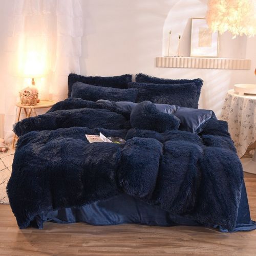 Luxury Thick Fleece Duvet Cover Queen King Winter Warm Bed Quilt Cover Pillowcase Fluffy Plush Shaggy Bedclothes Bedding Set Winter Body Keep War