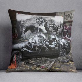 Banksy War Horse Cushion (Insert: Without Insert, size: 20" X 20")