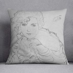 Bust of a woman by Klimt Cushion (Insert: With Insert, size: 14" X 14")