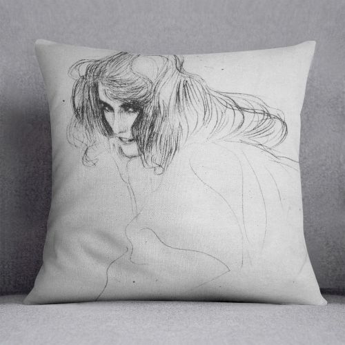 Womans head in three quarters profile by Klimt Cushion