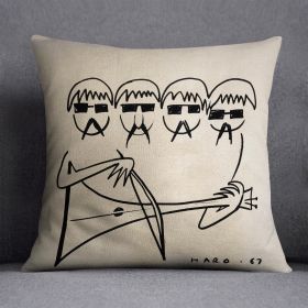 A Beatles Cartoon by Haro Cushion (Insert: Without Insert, size: 16" X 16")