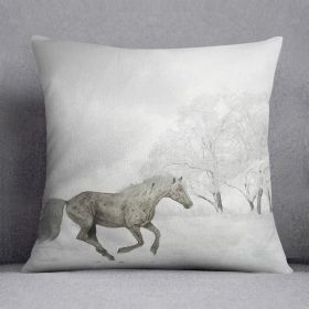 Winter Horse Cushion (Insert: Without Insert, size: 20" X 20")