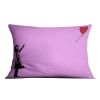 Banksy Balloon Heart Girl Purple Cushion