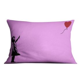 Banksy Balloon Heart Girl Purple Cushion (Insert: Without Insert, size: 20" X 20")