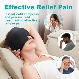 360ï¿½ï¿½ Massage Migraine Relief Hat Stress Relief Eye Mask Gel Hot Cold Therapy Headache Pain Relief Cap  Ice Head Wrap for Headache and Puffy Eyes (Color: Black)