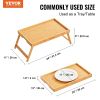 VEVOR Bed Tray Table with Foldable Legs, Bamboo Breakfast Tray for Sofa, Bed, Eating, Snacking, and Working, Folding Serving Laptop Desk Tray, Portabl