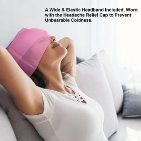 360ï¿½ï¿½ Massage Migraine Relief Hat Stress Relief Eye Mask Gel Hot Cold Therapy Headache Pain Relief Cap  Ice Head Wrap for Headache and Puffy Eyes (Color: Pink)
